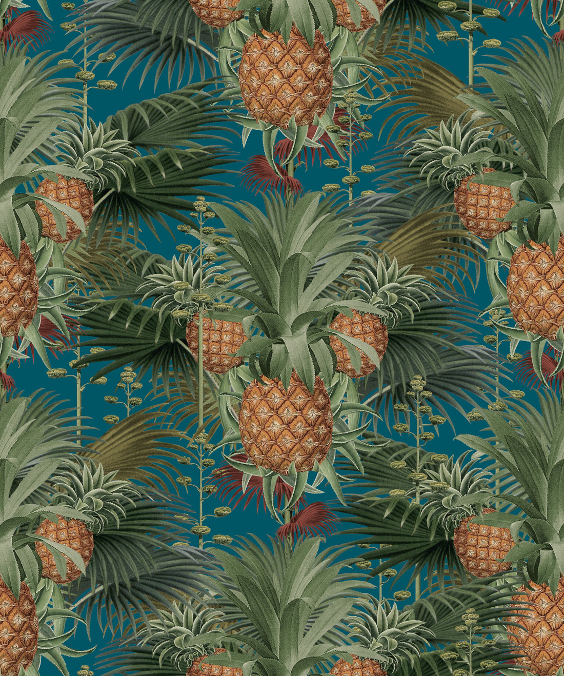 Pineapple Harvest Wallpaper • Bold Maximalism blue swatch