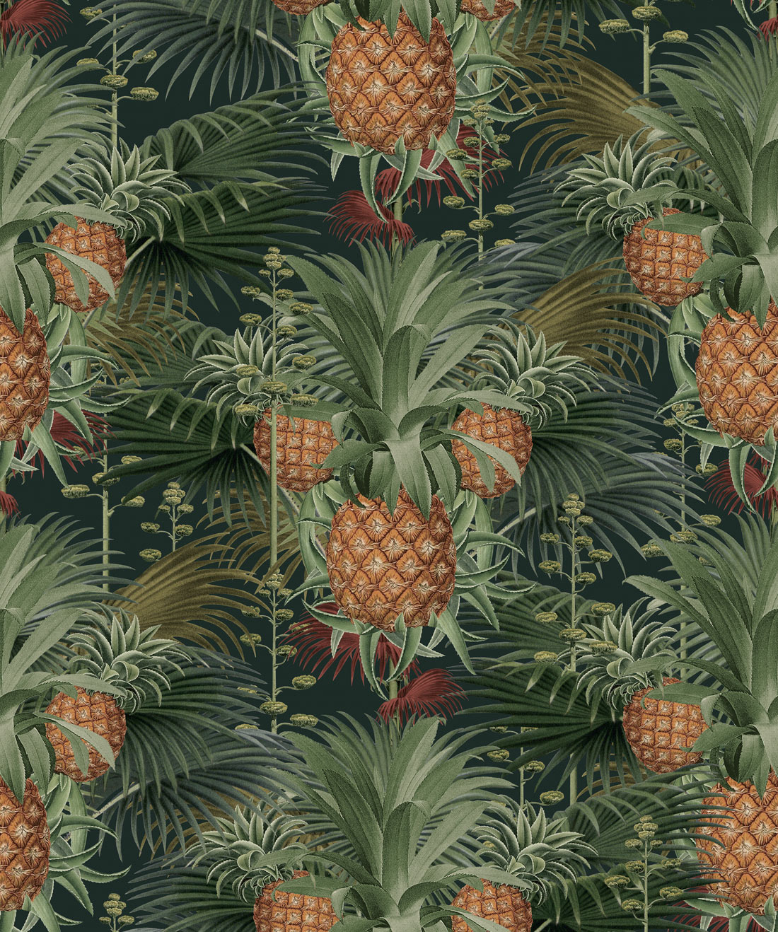 Pineapple Harvest Wallpaper • Bold Maximalism night swatch