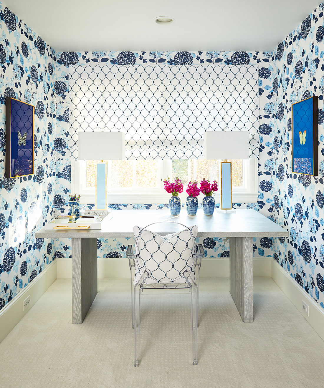 Blue Hydrangea Wallpaper โข Ornamental Florals โข Milton & King EU