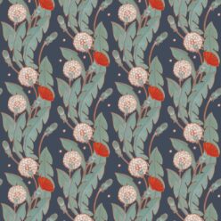 Dandelions Wallpaper • Painterly Flora Trail • Deep Autumn Night Swatch