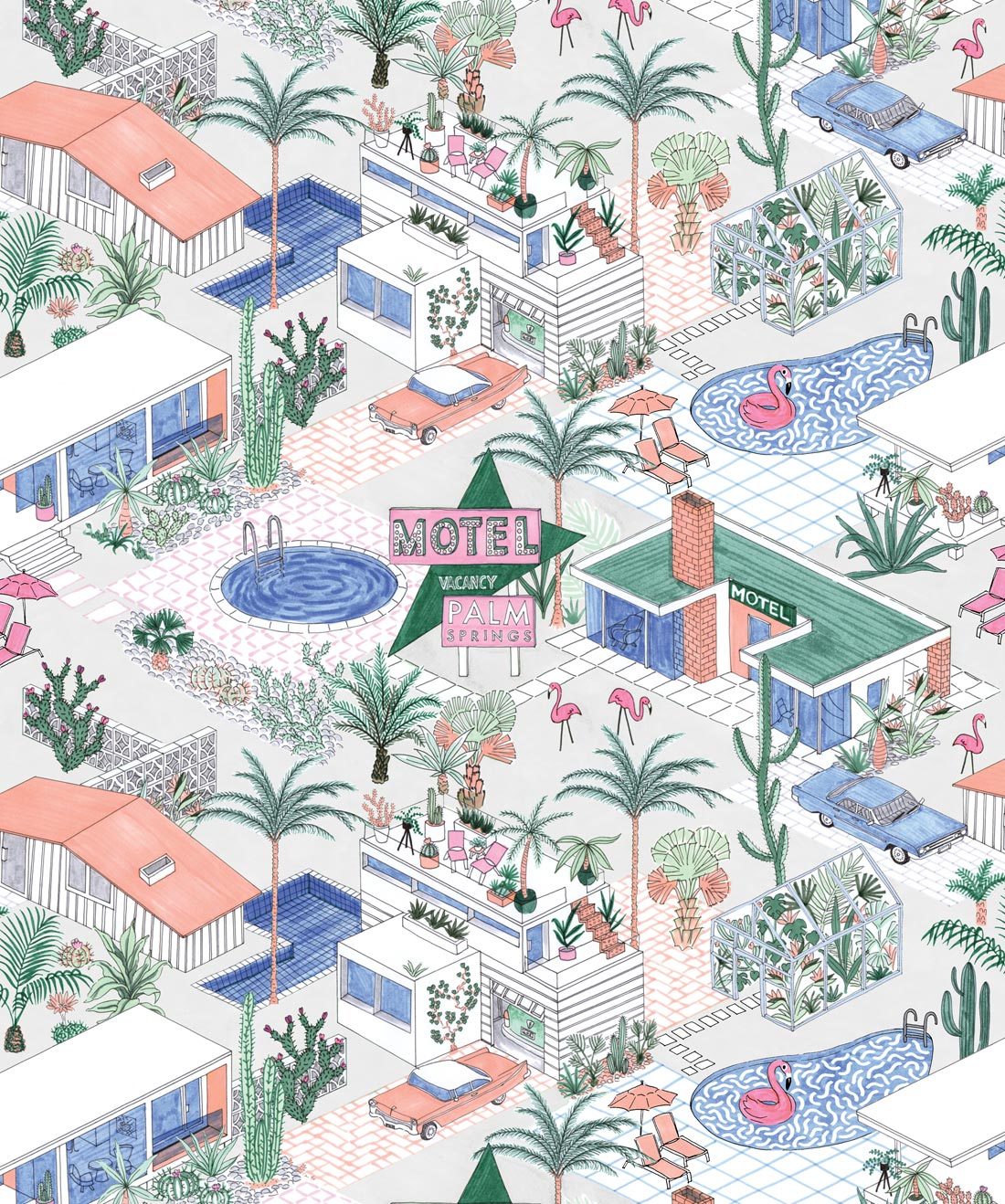 Palms Springs is a Mid century urban wallpaper