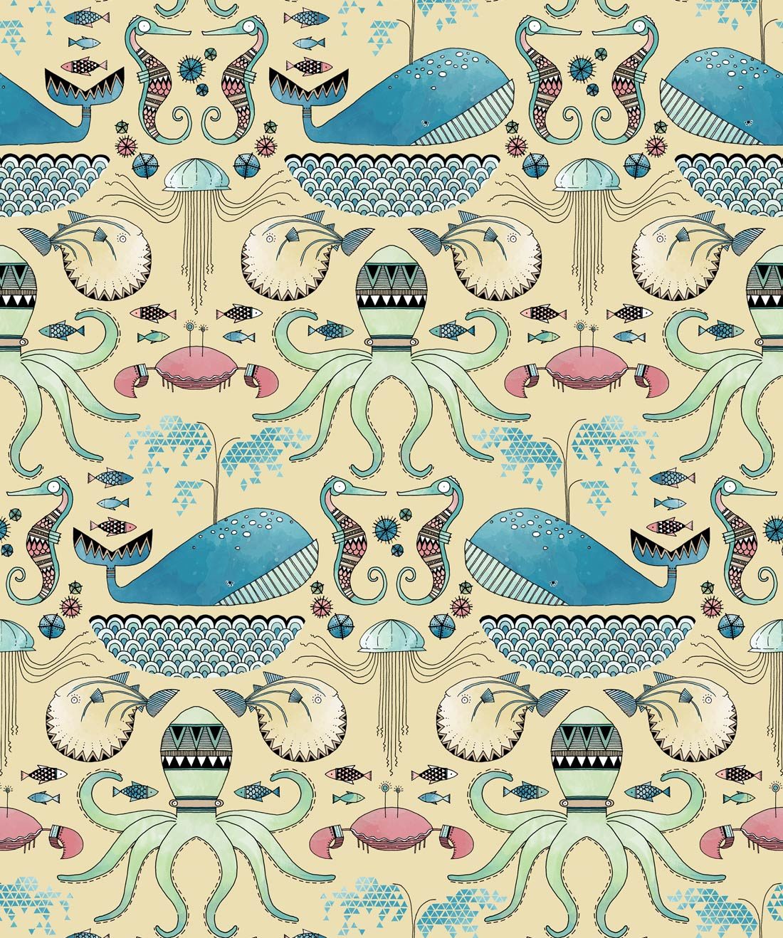 Under The Sea Wallpaper • Yellow • Swatch