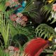 Papier peint Paradise - Papier peint botanique tropical noir