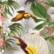 Papel Pintado Paradiso - Tropical Botanical Wallpaper con pájaros exóticos y palmeras