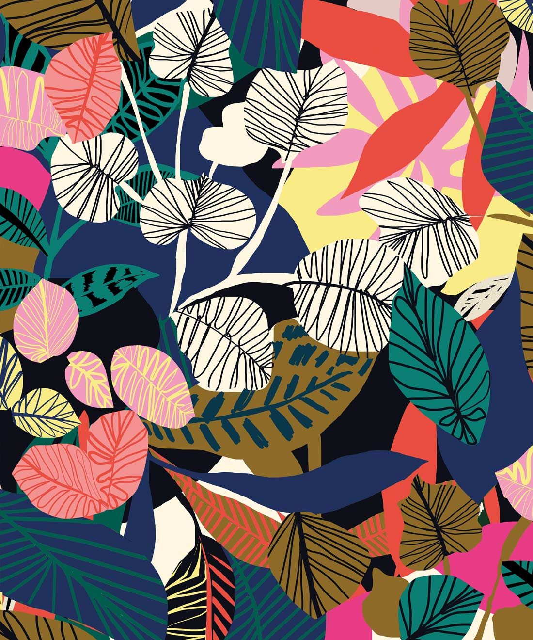 Overgrown Wallpaper, Colourful Banana Leaf Wallpaper by Kitty McCall, Milton & King, Europe