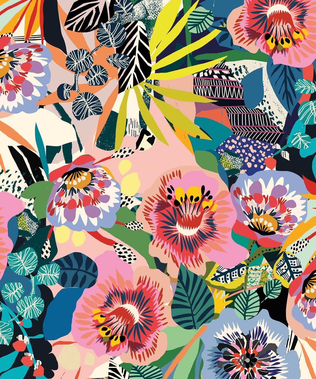 Summer Garden, papier peint floral coloré par Kitty McCall, Milton & King - Europe