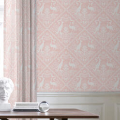 In Australia We Trust Coral • Australian Wallpaper • Australian Coat of Arms • Milton & King USA • Pink Wallpaper