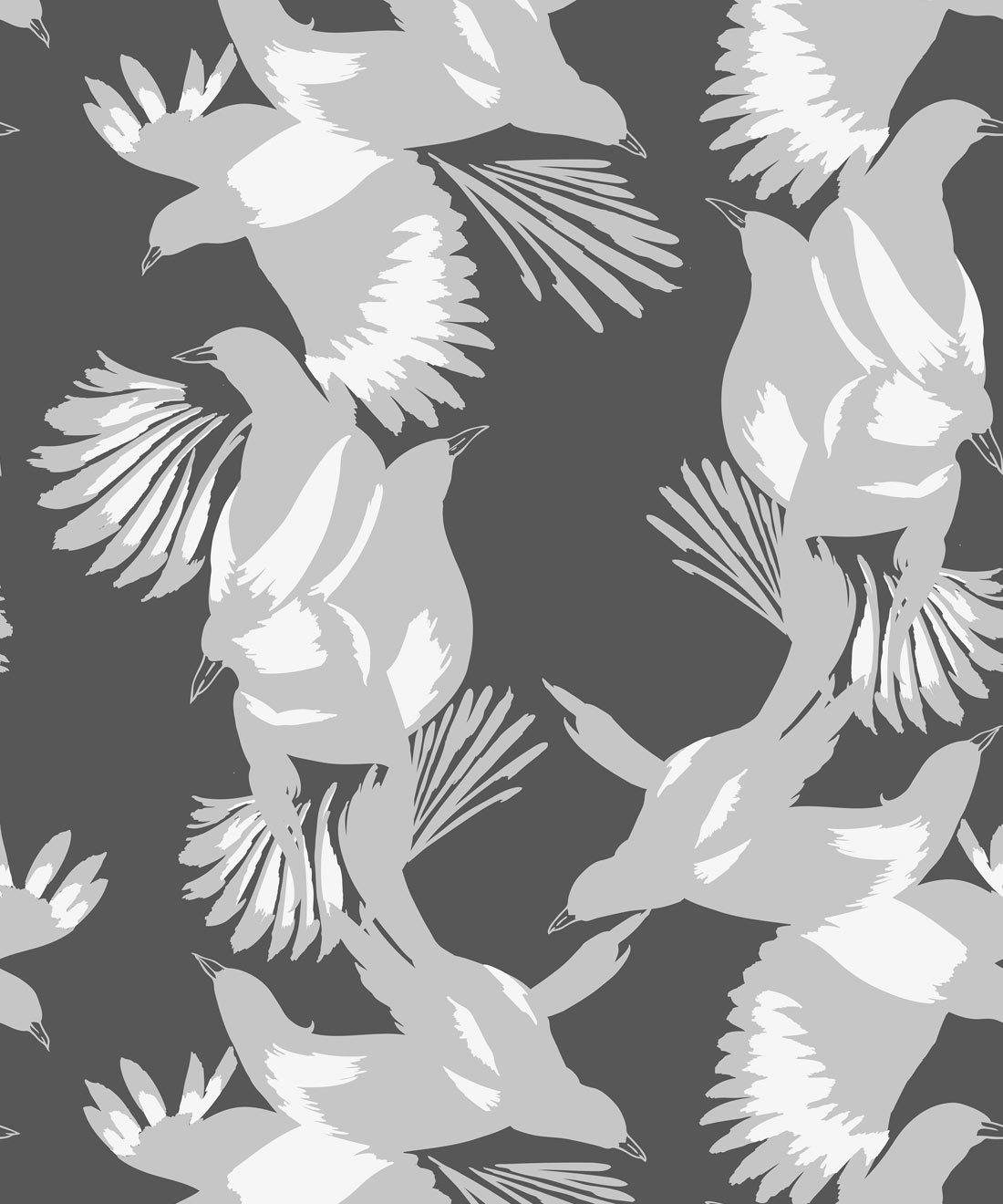 Magpie Wallpaper - Milton & King - Kingdom Home - Carta da parati con uccelli - Slate Swatch
