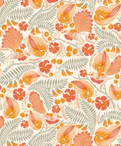 Carta da parati Faintails - Nuova Zelanda - Carta da parati con uccelli - Albero di Kowhai - Fiori di Kowhai - Orange Carta da parati - Colore chiaro