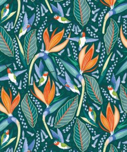 Carta da parati colibrì - Uccelli del paradiso - Carta da parati uccello - Green Carta da parati