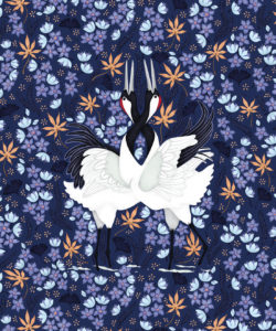 Japanese Cranes Wallpaper - Carta da parati con uccelli - Carta da parati blu