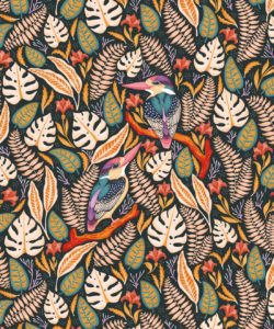 Carta da parati a forma di martin pescatore - Carta da parati a forma di uccello - Carta da parati a colori autunnale