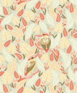 Carta da parati a forma di martin pescatore - Carta da parati a forma di uccello - Carta da parati chiara Pastel