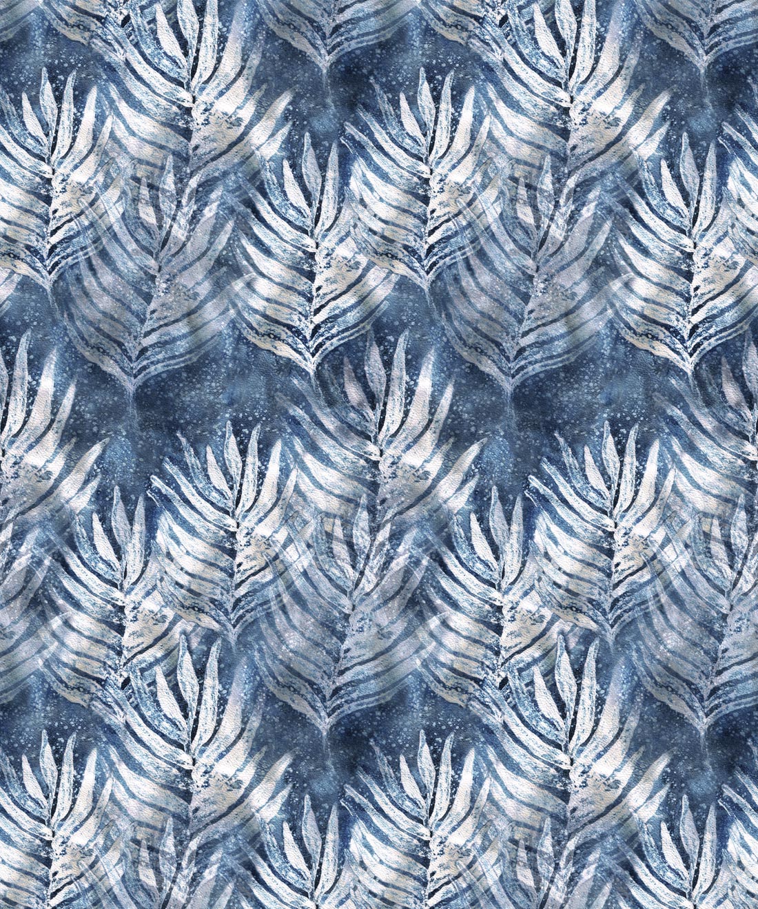 Blue Indigo Shibori Leaf Wallpaper