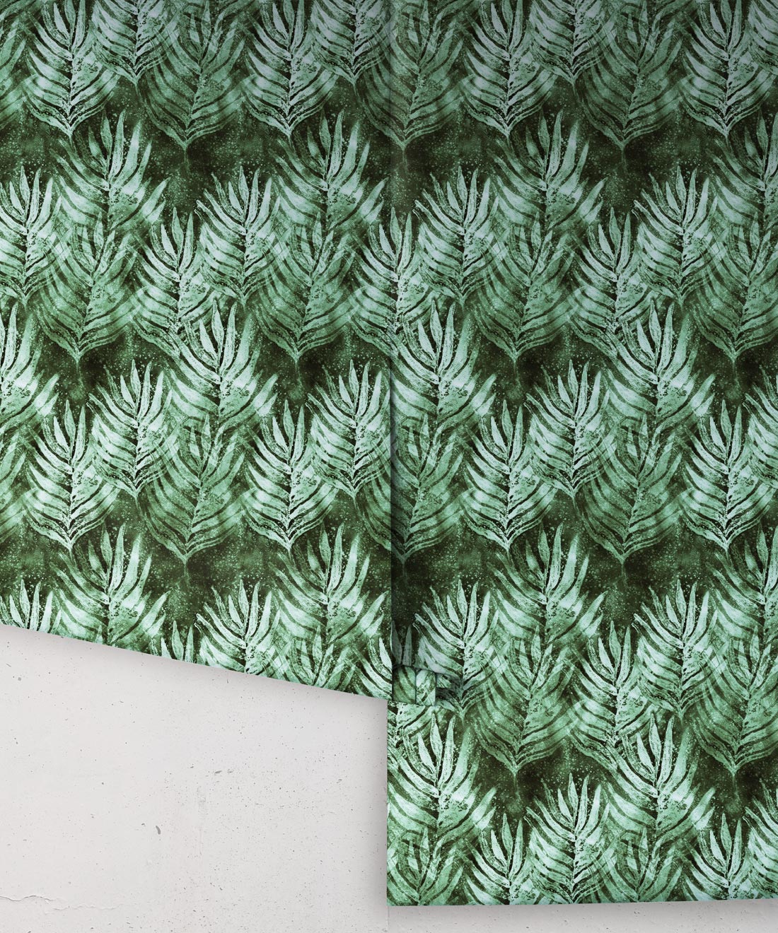 Rainforest Green Shibori Leaf Wallpaper