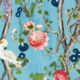 Empress Wallpaper - Romantische Tapete - Blumentapete - Chinoiserie Wallpaper - Himmelblaue Farbtapete Muster