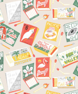 Match Books Wallpaper - retro carta da parati - stile las vegas - carta da parati gioco - carta da parati fumatori - fuoco - swatch
