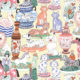 Ceramics Wallpaper mit Vasen mit Hunden, Katzen, Zebras, Löwen, Papageien und Einhörnern swatch
