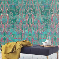 Camoufleur Wallpaper • Rainforest • Teal Wallpaper • Abstract Wallpaper insitu