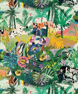 Utopia wallpaper - Tropical Wallpaper colorato - Swatch