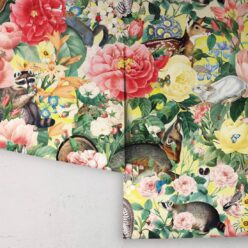 Bush Bouquet Spring Wallpaper • Lemon Colored Wallpaper • Assorted Color and Multi-color wallpaper • Floral Wallpaper • Wallpaper With Forest Animals • Rolls