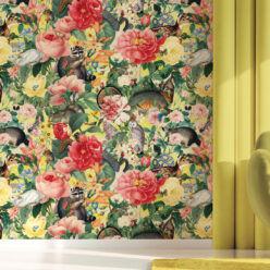 Bush Bouquet Spring Wallpaper • Lemon Colored Wallpaper • Assorted Color and Multi-color wallpaper • Floral Wallpaper • Wallpaper With Forest Animals • Insitu