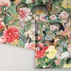 Bush Bouquet Spring Wallpaper • Nightfall Colored Wallpaper • Assorted Color and Multi-color wallpaper • Floral Wallpaper • Wallpaper With Forest Animals • Rolls