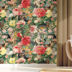 Bush Bouquet Spring Wallpaper • Brown Oak Colored Wallpaper • Assorted Color and Multi-color wallpaper • Floral Wallpaper • Wallpaper With Forest Animals • Insitu