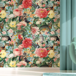 Bush Bouquet Spring Wallpaper • Blue Sky Colored Wallpaper • Assorted Color and Multi-color wallpaper • Floral Wallpaper • Wallpaper With Forest Animals • Insitu