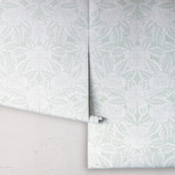 Calcutta Wallpaper • Flower and Leaf Motif Design • Ethnic Wallpaper • Aqua Wallpaper • Rolls