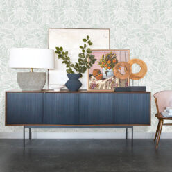 Calcutta Wallpaper • Flower and Leaf Motif Design • Ethnic Wallpaper • Aqua Wallpaper • Insitu