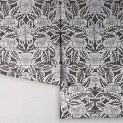 Calcutta Wallpaper • Flower and Leaf Motif Design • Ethnic Wallpaper • Charcoal Wallpaper • Rolls