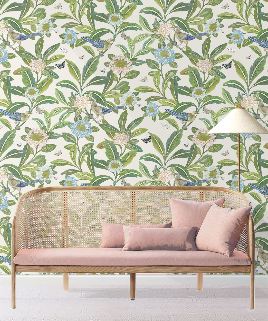 Summer Garden Wallpaper • Floral Wallpaper • ivory Wallpaper • Insitu