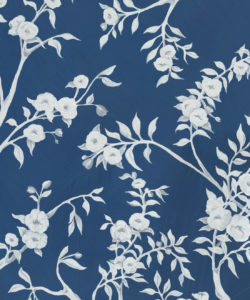 Blooming Joy - Chinoiserie Wallpaper di Danica Andler - Campionario blu profondo