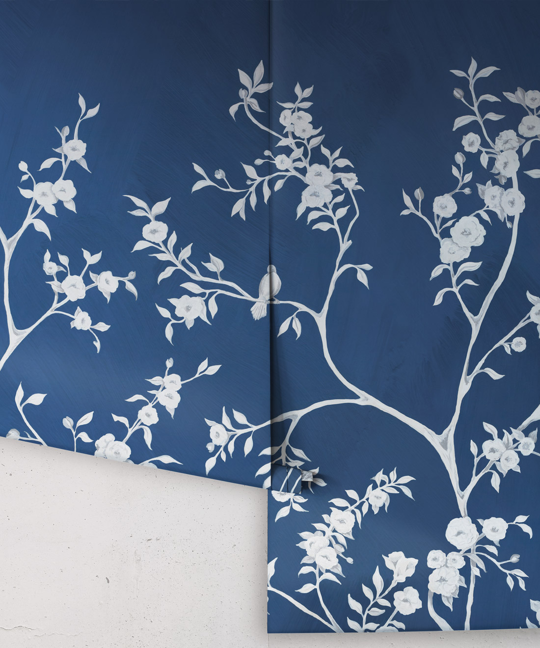 Blooming Joy • Chinoiserie Wallpaper by Danica Andler • Deep Blue Rolls