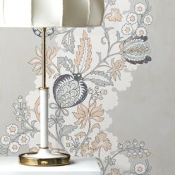 Pomegranate Wallpaper • salmon • Insitu with lamp