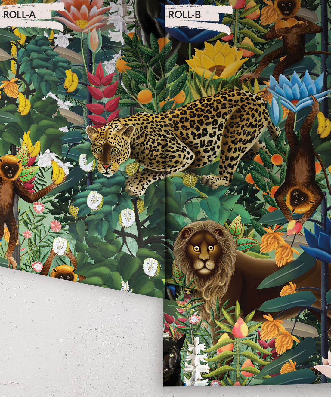 The Jungle Wallpaper • Animal Wallpaper • Botanical Wallpaper • Greenery Wallpaper • Rolls