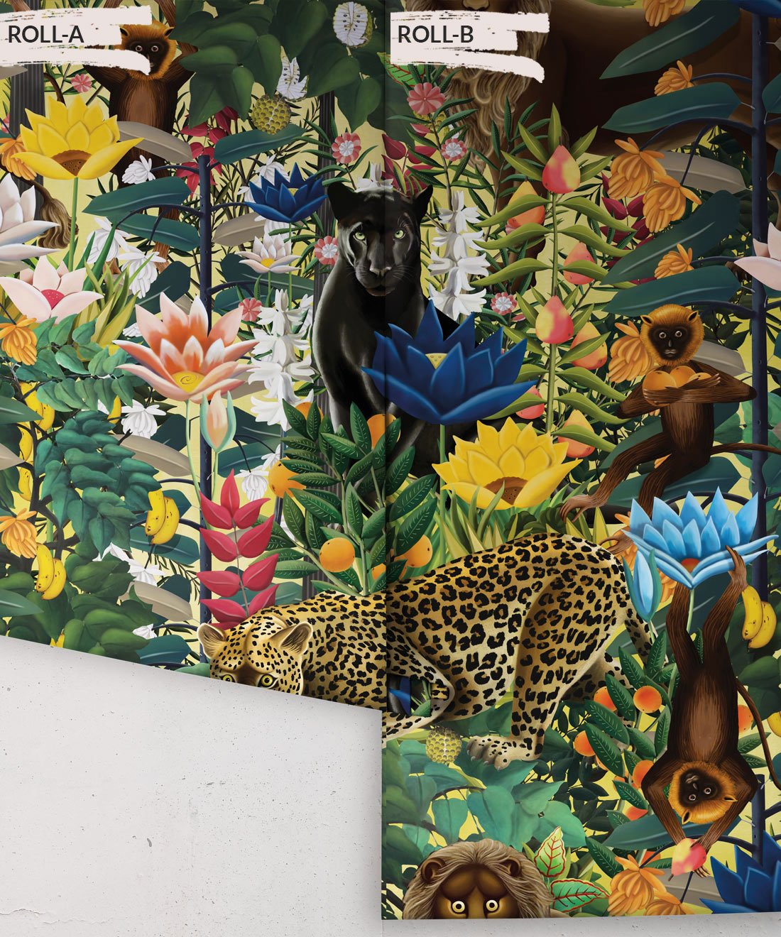 The Jungle Wallpaper • Animal Wallpaper • Botanical Wallpaper • Hazelwood Wallpaper • Rolls