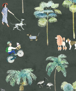 At The Dog Park Wallpaper - Carta da parati per bambini - Charcoal - Swatch