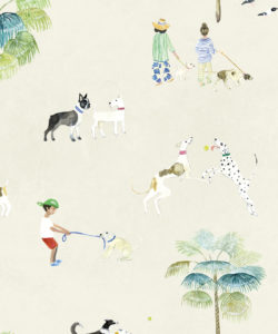At The Dog Park Wallpaper - Carta da parati per bambini - Cream - Swatch