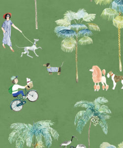 At The Dog Park Wallpaper - Carta da parati per bambini - Green - Swatch