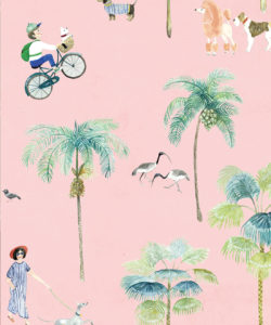 At The Dog Park Wallpaper - Carta da parati per bambini - Rosa - Campionario