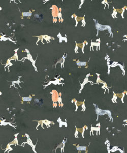 Doggies Wallpaper - Carta da parati per cani - Charcoal - Swatch