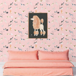 Doggies Wallpaper • Dog Wallpaper • Pink • insitu with pink sofa