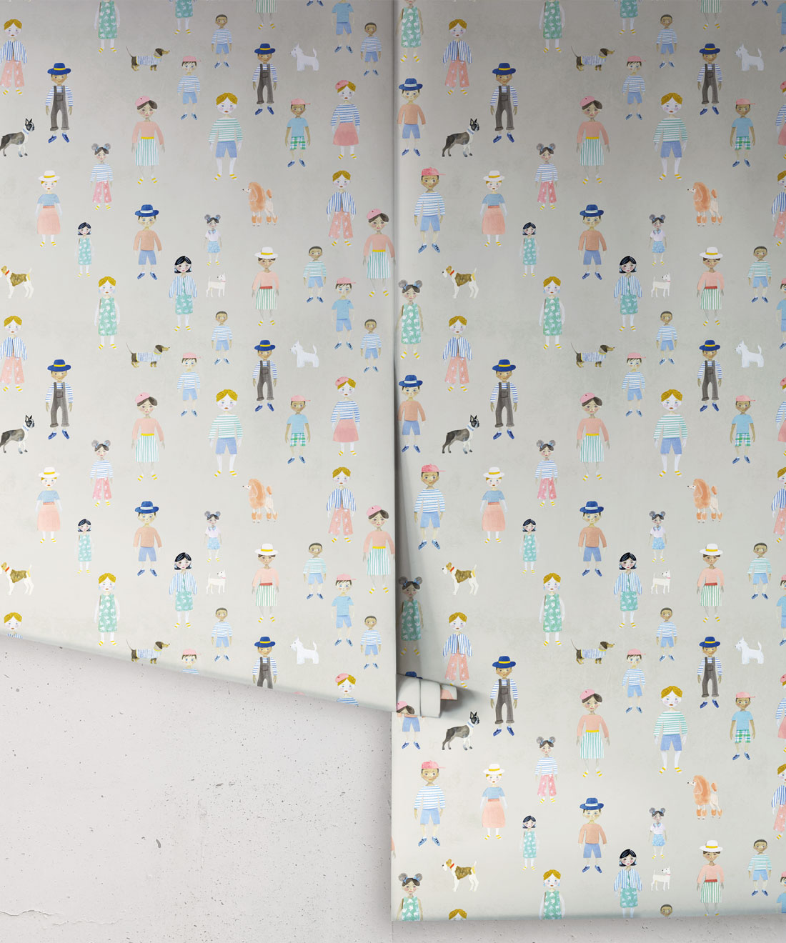 Paper Dolls wallpaper • Beige • rolls