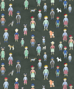 Paper Dolls wallpaper - Charcoal - Swatch