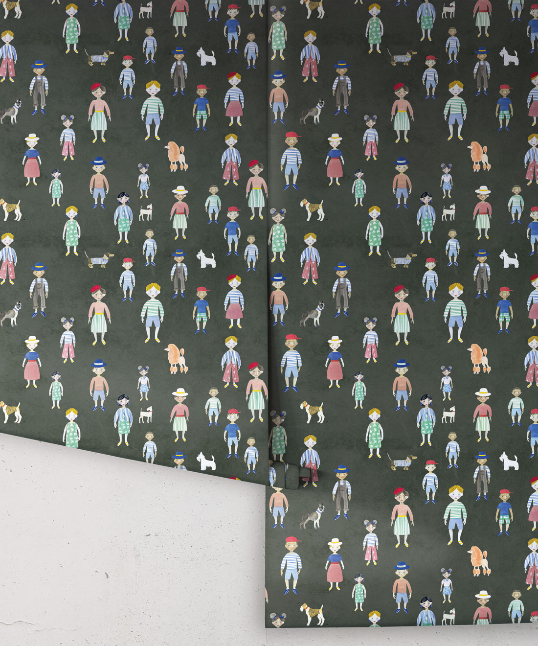 Paper Dolls wallpaper • Charcoal • rolls