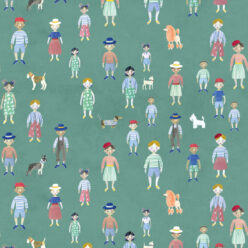 Paper Dolls wallpaper • Turquoise • Swatch