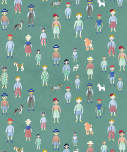 Paper Dolls wallpaper - Turquoise - Swatch
