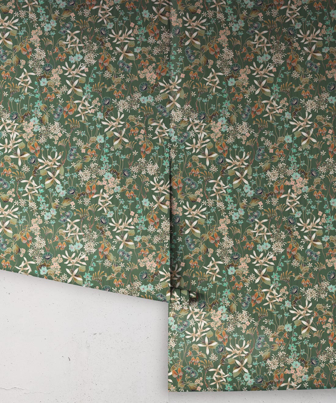 County Flowers Wallpaper • Eloise Short • Vintage Floral Wallpaper • Granny Chic Wallpaper • Grandmillennial Style Wallpaper • Avocado • Rolls